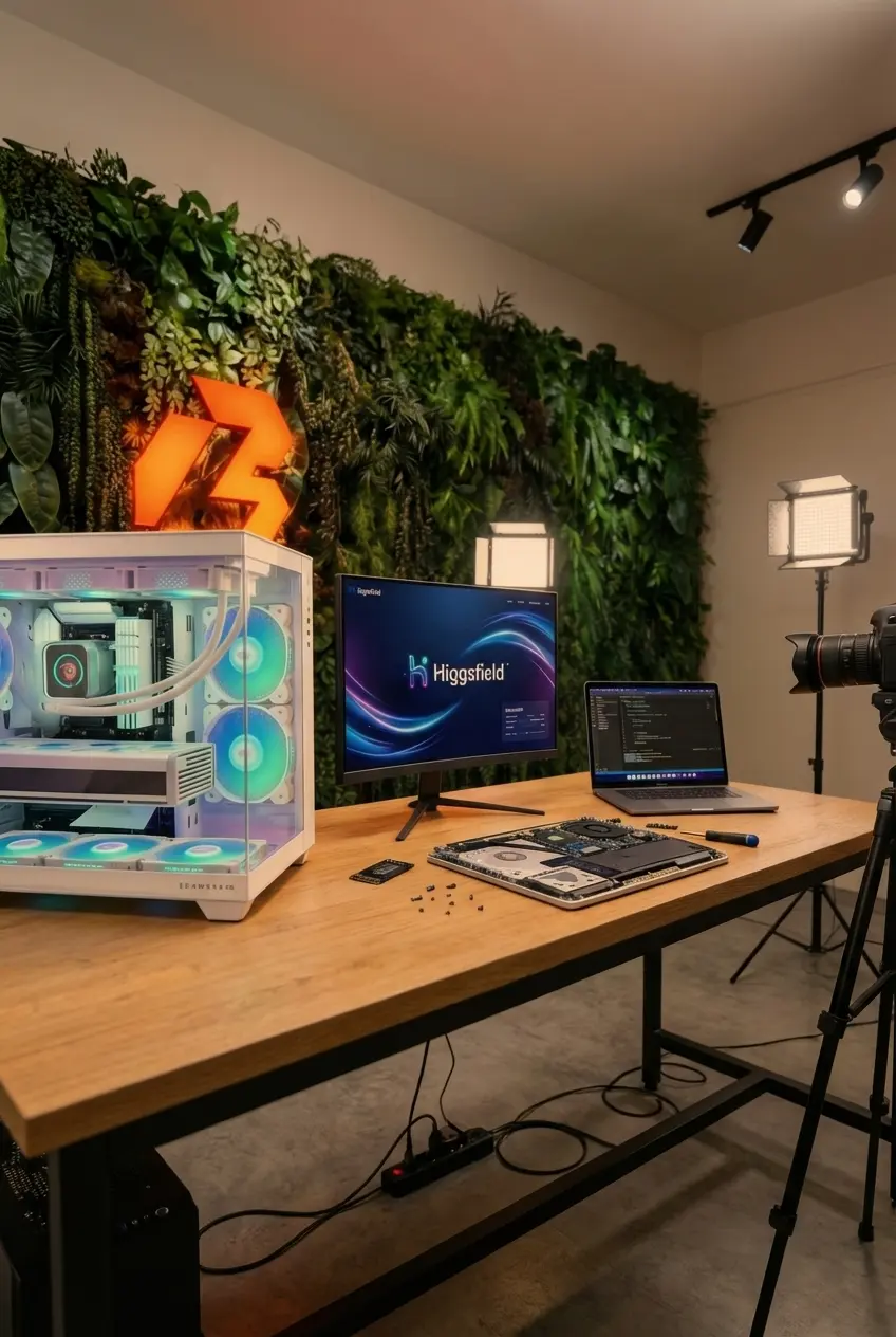 ByteLabs studio with custom PC and filming setup